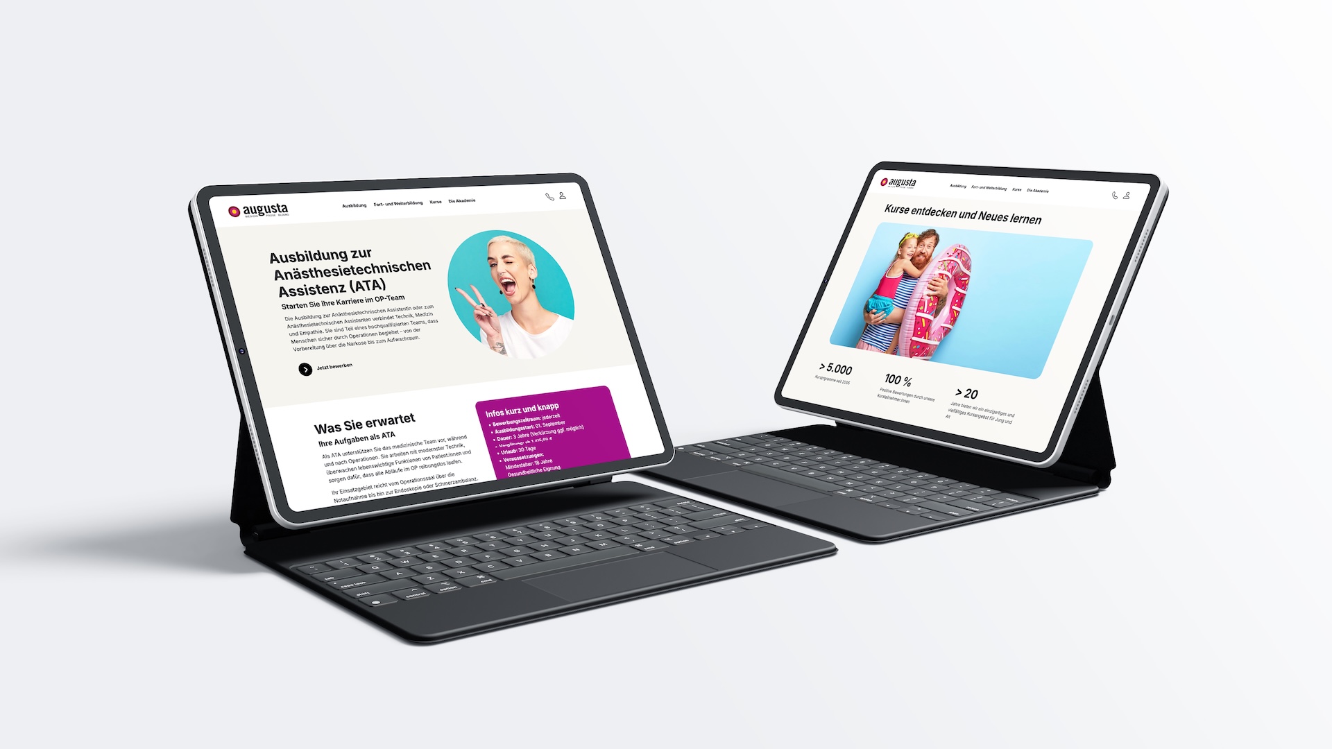 Foto zeigt ein Mockup der Website auf zwei Tablets